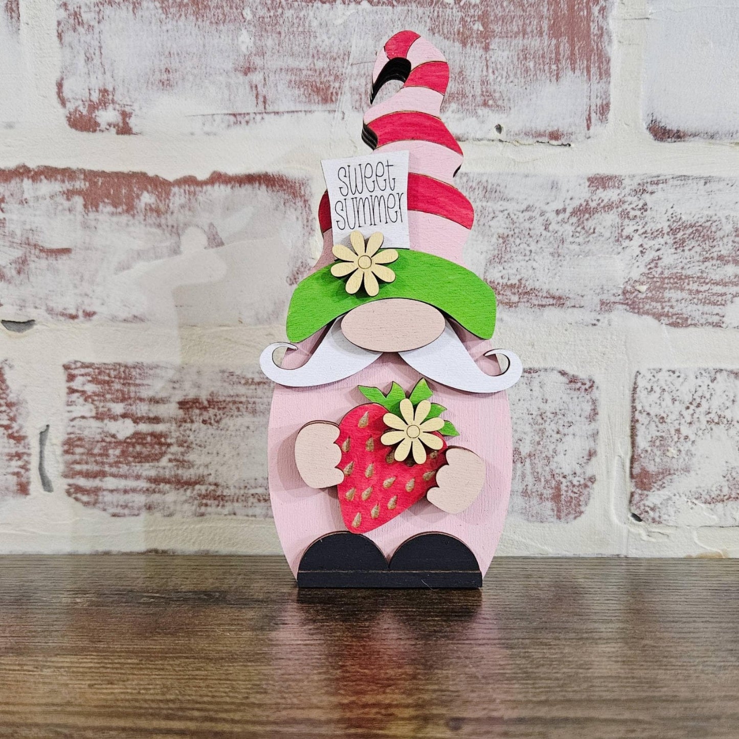 DIY Summer Strawberry Gnome Wood Blank, Tiered Tray Decor