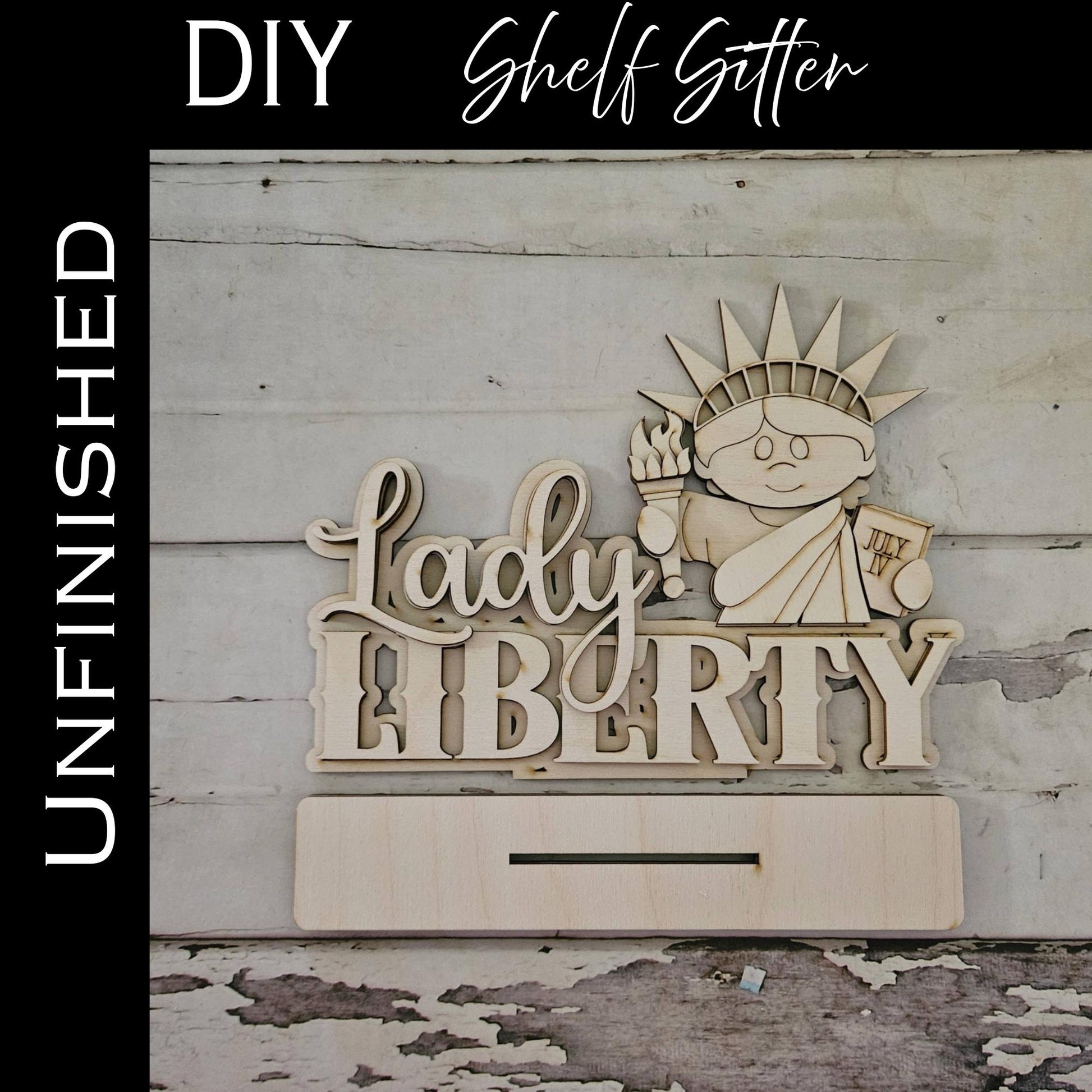 4th of July Gnome Shelf Sitter Wood Blank DIY Kit