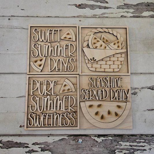DIY Summer Watermelon interchangeable signs, Make your own summer tiered tray
