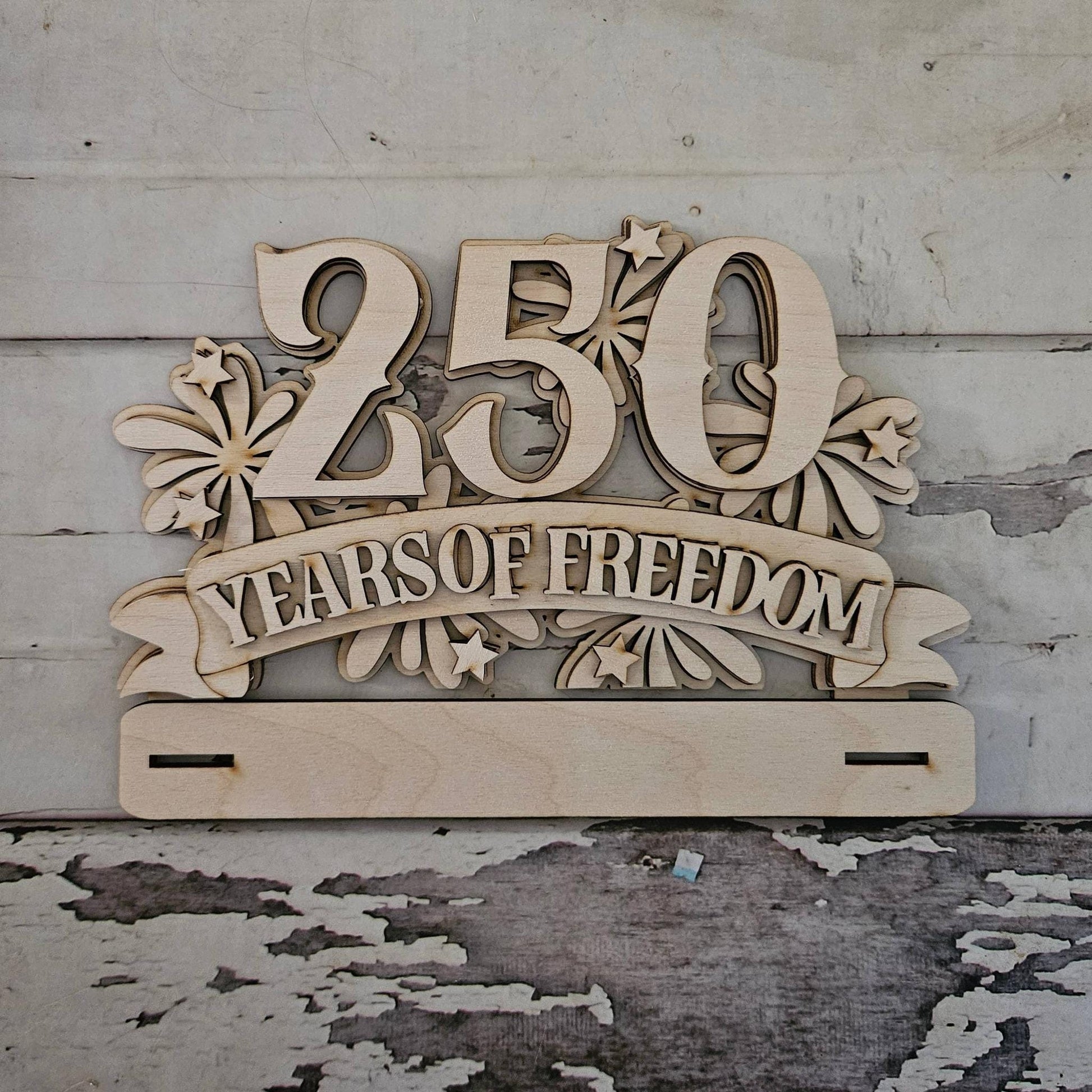 DIY 250th 4th of July shelf sitter home decor
