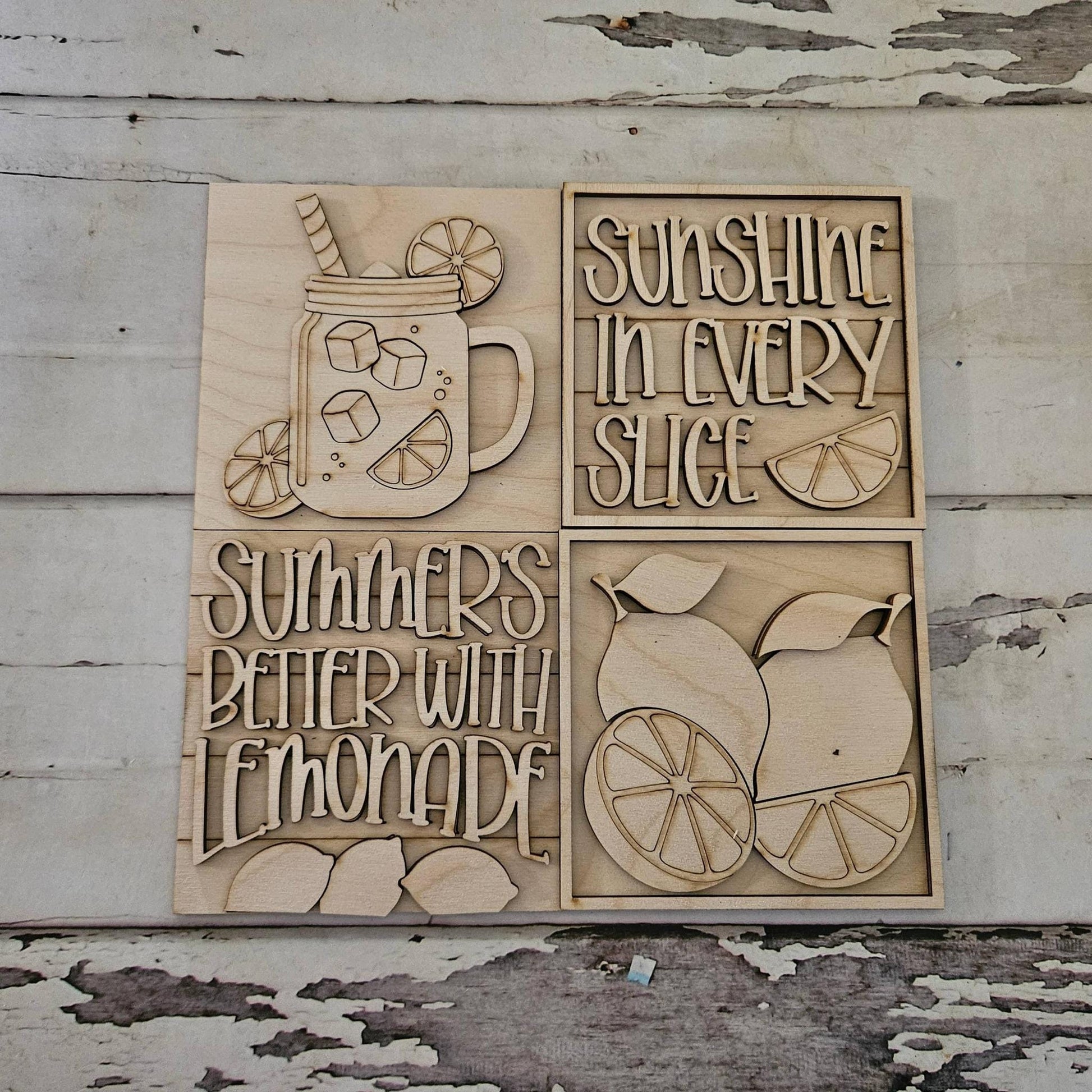 Lemonade Tiered Tray DIY Blank, Summer Wood Craft Kit