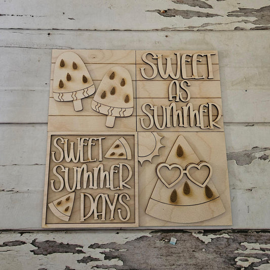 DIY Summer Watermelon interchangeable signs, Make your own summer tiered tray
