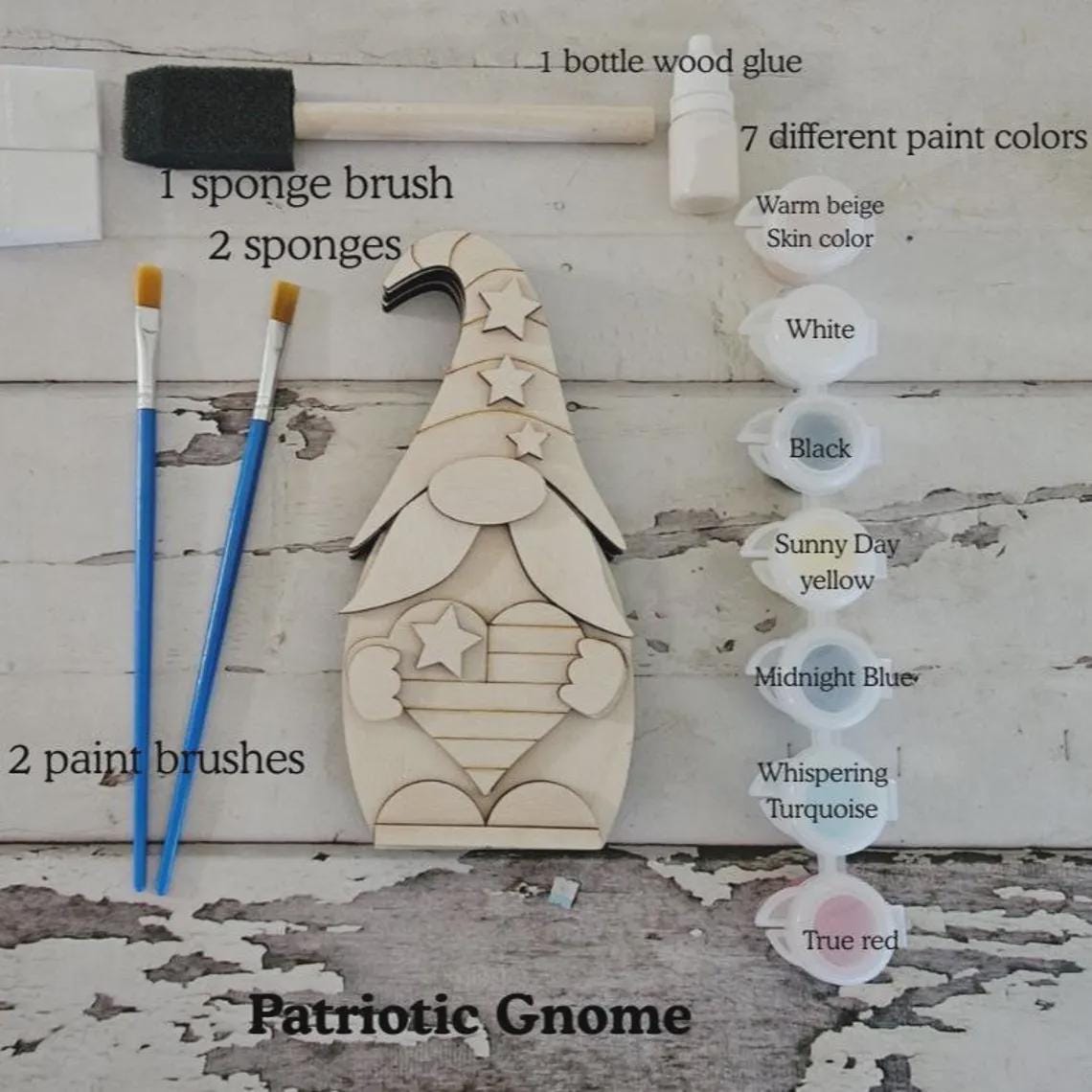 DIY 4th of July Gnome, Patriotic Tiered Tray Decor (Unpainted)