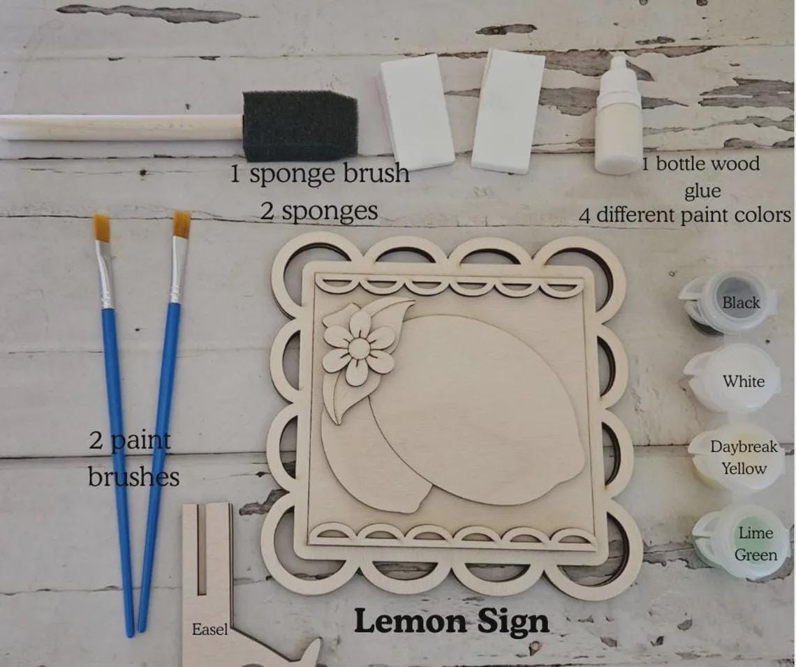 Lemonade Tiered Tray DIY Blank, Summer Wood Craft Kit