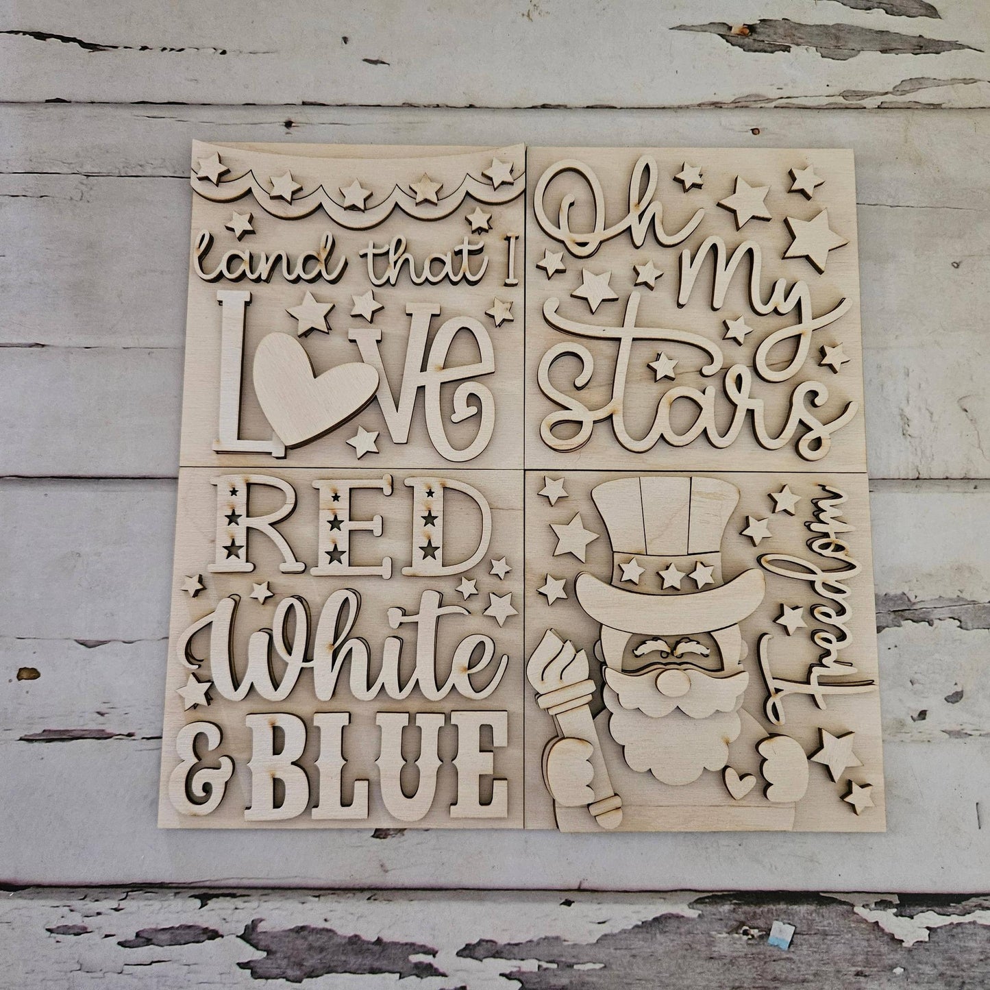 DIY 4th of July Interchangeable Sign – Unfinished Wood Patriotic Decor