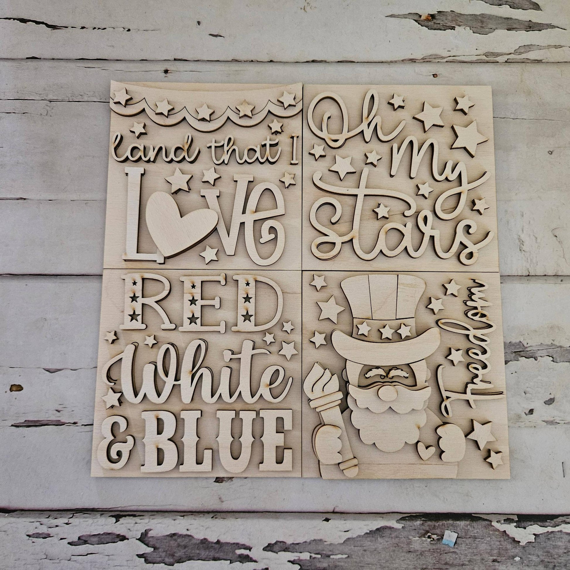 DIY 4th of July Interchangeable Sign – Unfinished Wood Patriotic Decor