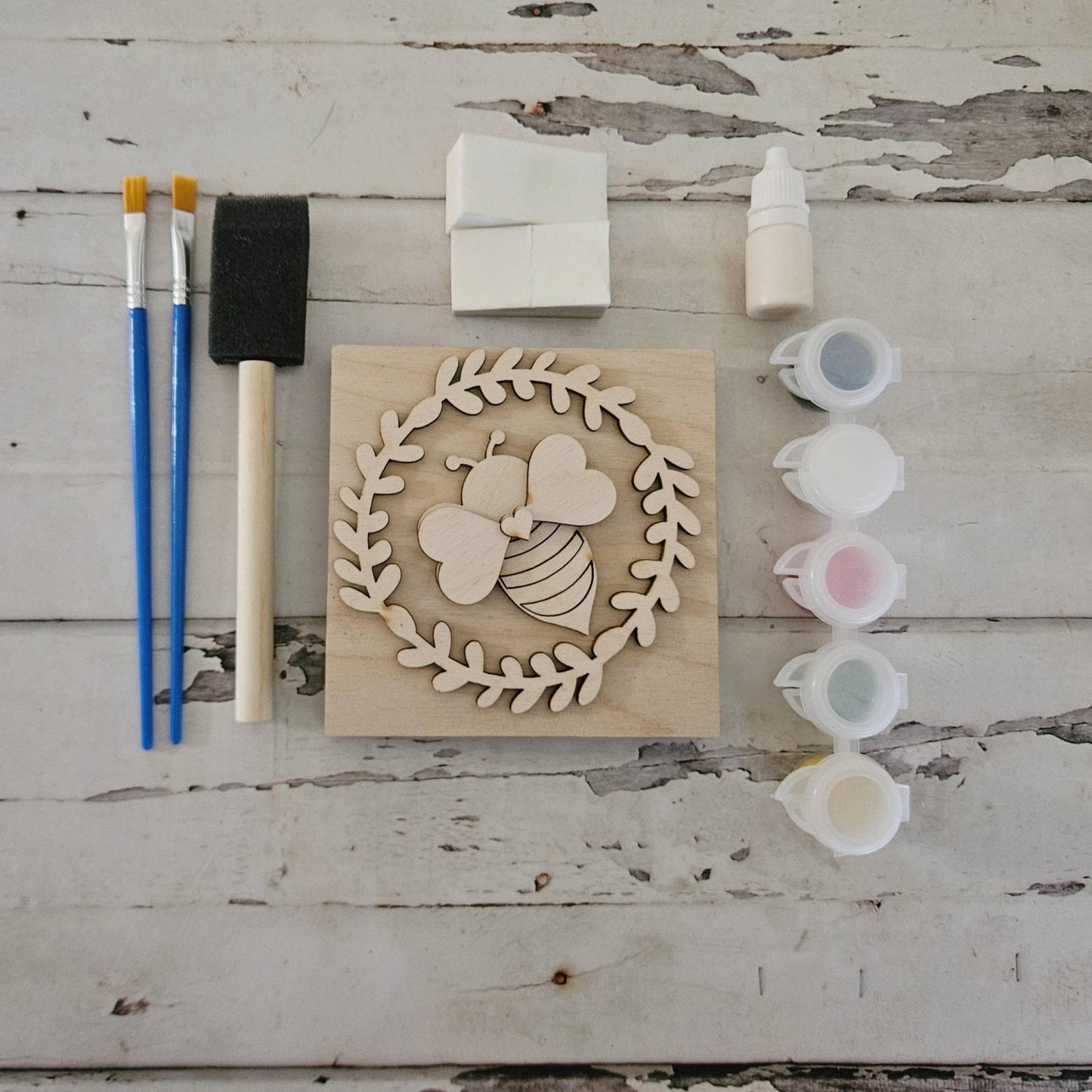 DIY Honey Bee Tiered Tray Sign – Unfinished Birch Wood Decor