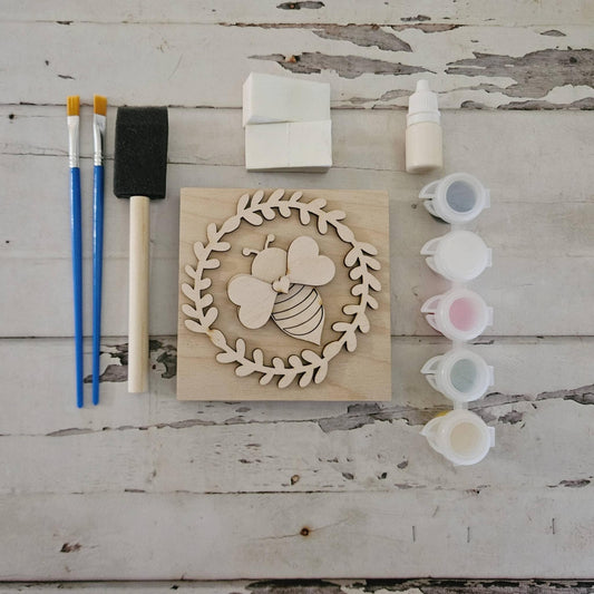 DIY Honey Bee Tiered Tray Sign – Unfinished Birch Wood Decor
