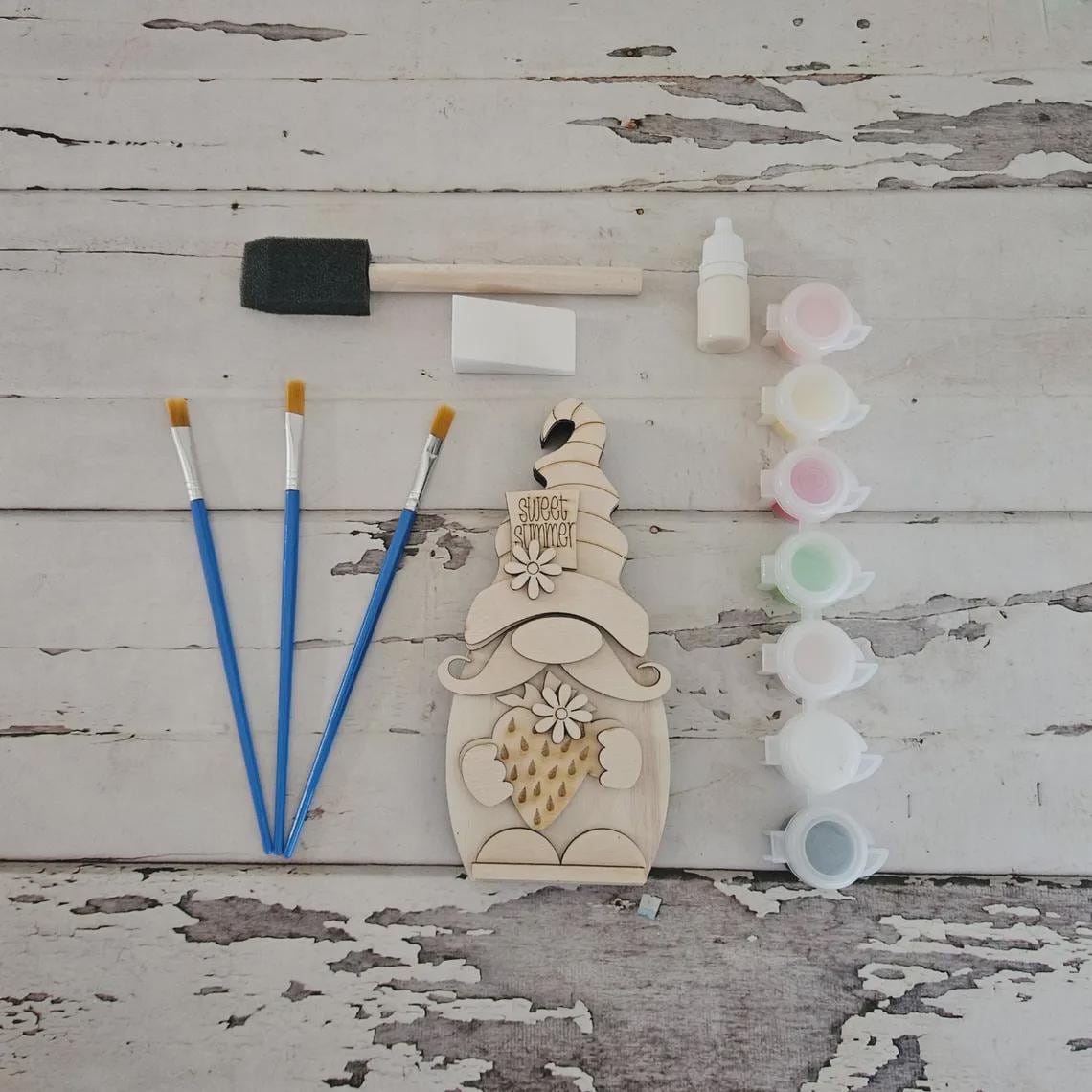 DIY Summer Strawberry Gnome Wood Blank, Tiered Tray Decor