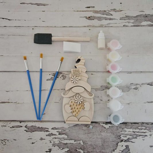 DIY Summer Strawberry Gnome Wood Blank, Tiered Tray Decor