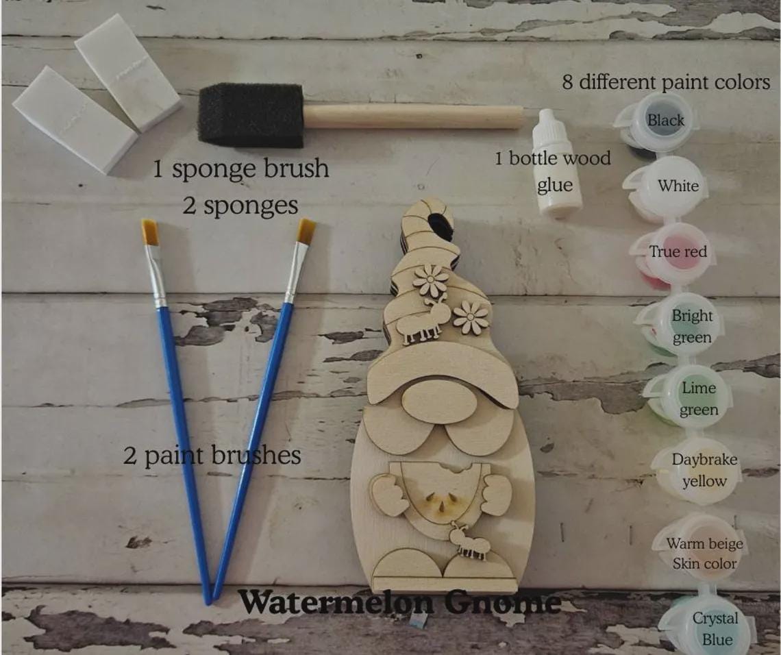 DIY Summer Gnome Shelf Sitter Wood Blank, Tiered Tray Decor