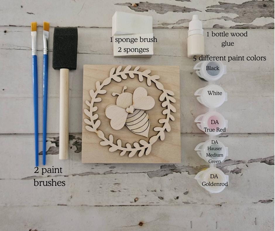 DIY Honey Bee Tiered Tray Sign – Unfinished Birch Wood Decor