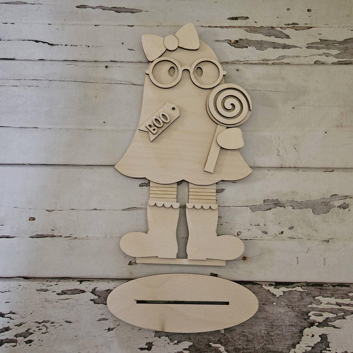 DIY Halloween Pumpkin Shelf Sitter - Unpainted Wood Decor Kit