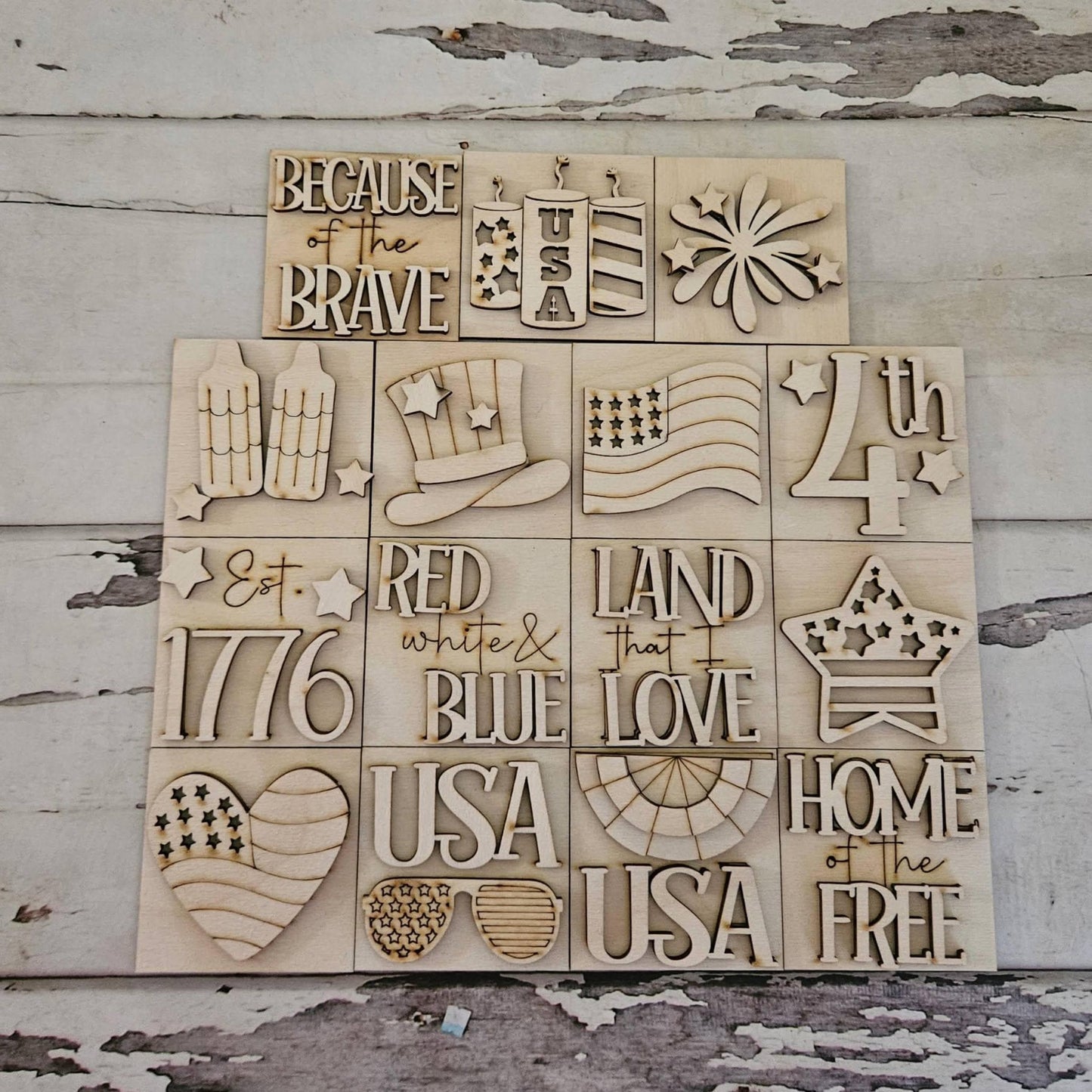 DIY MINI 4th of July Interchangeable Birch Wood Signs - Patriotic Tiered Tray Decor