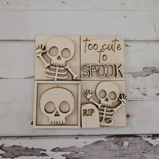 DIY Halloween Tiered Tray Decor Bundle, Unfinished Birch Wood Blanks MINI signs