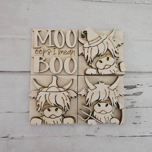DIY Halloween Tiered Tray Decor Bundle, Unfinished Birch Wood Blanks MINI signs