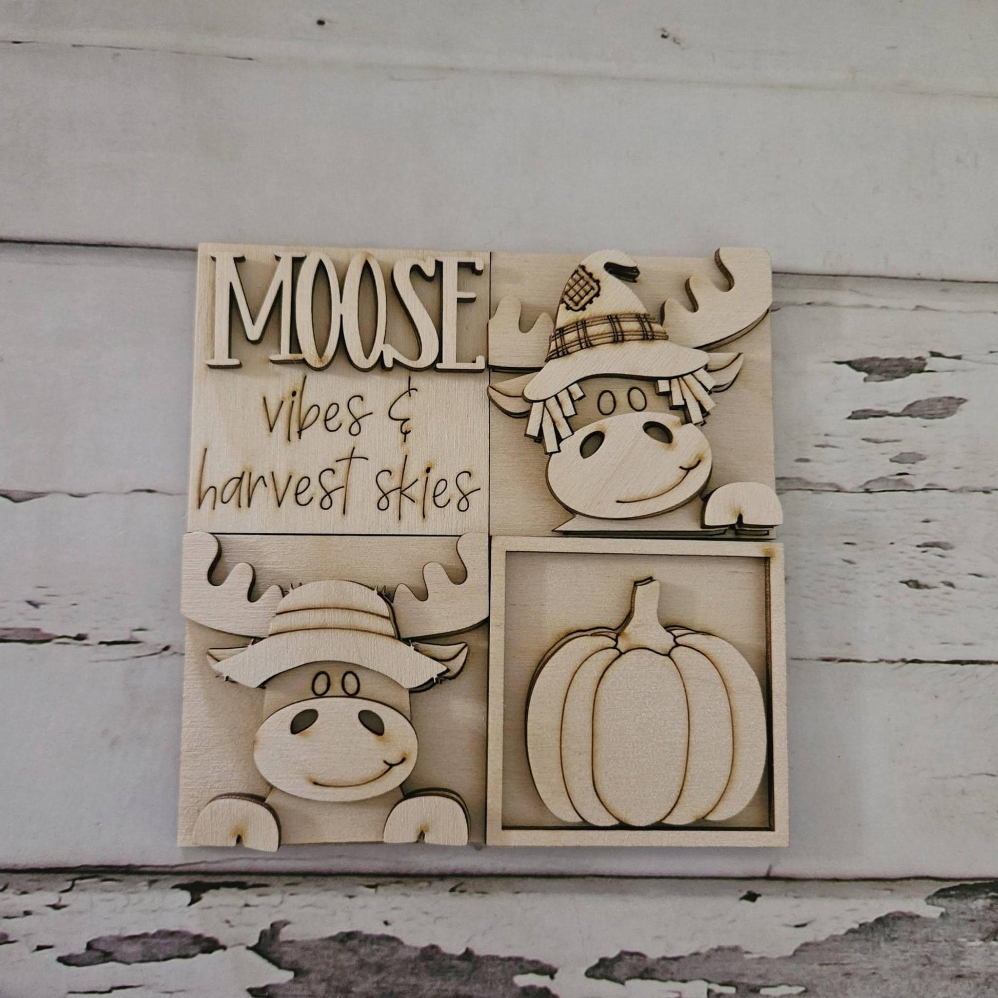 Unfinished Birch Wood Fall Tiered Tray Decor, DIY Kit MINI interchangeable signs