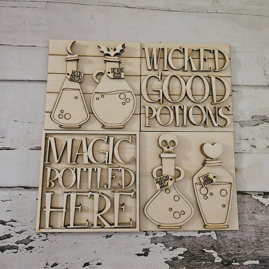 DIY Halloween Tiered Tray Decor Bundle, Unfinished Birch Wood Blanks