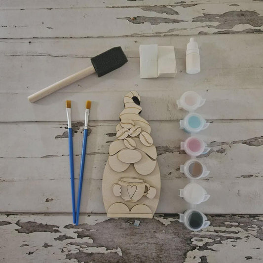 Coffee Gnome Wood Blank, DIY Tiered Tray Decor