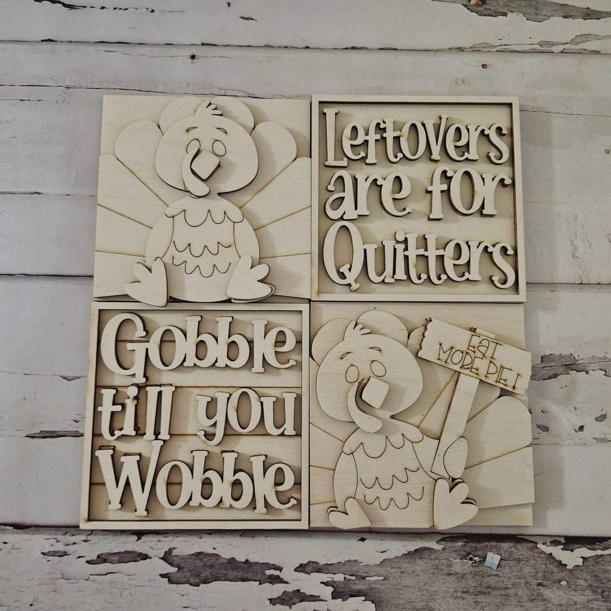 DIY Thanksgiving Tiered Tray Decor, Unfinished Birch Wood Blanks