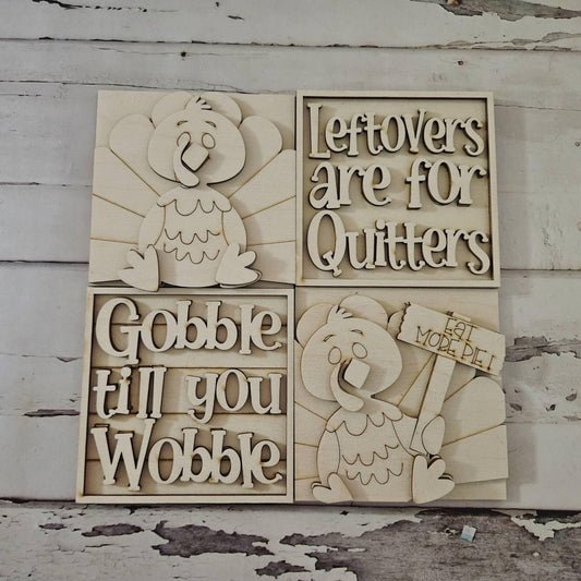 DIY Thanksgiving Tiered Tray Decor, Unfinished Birch Wood Blanks
