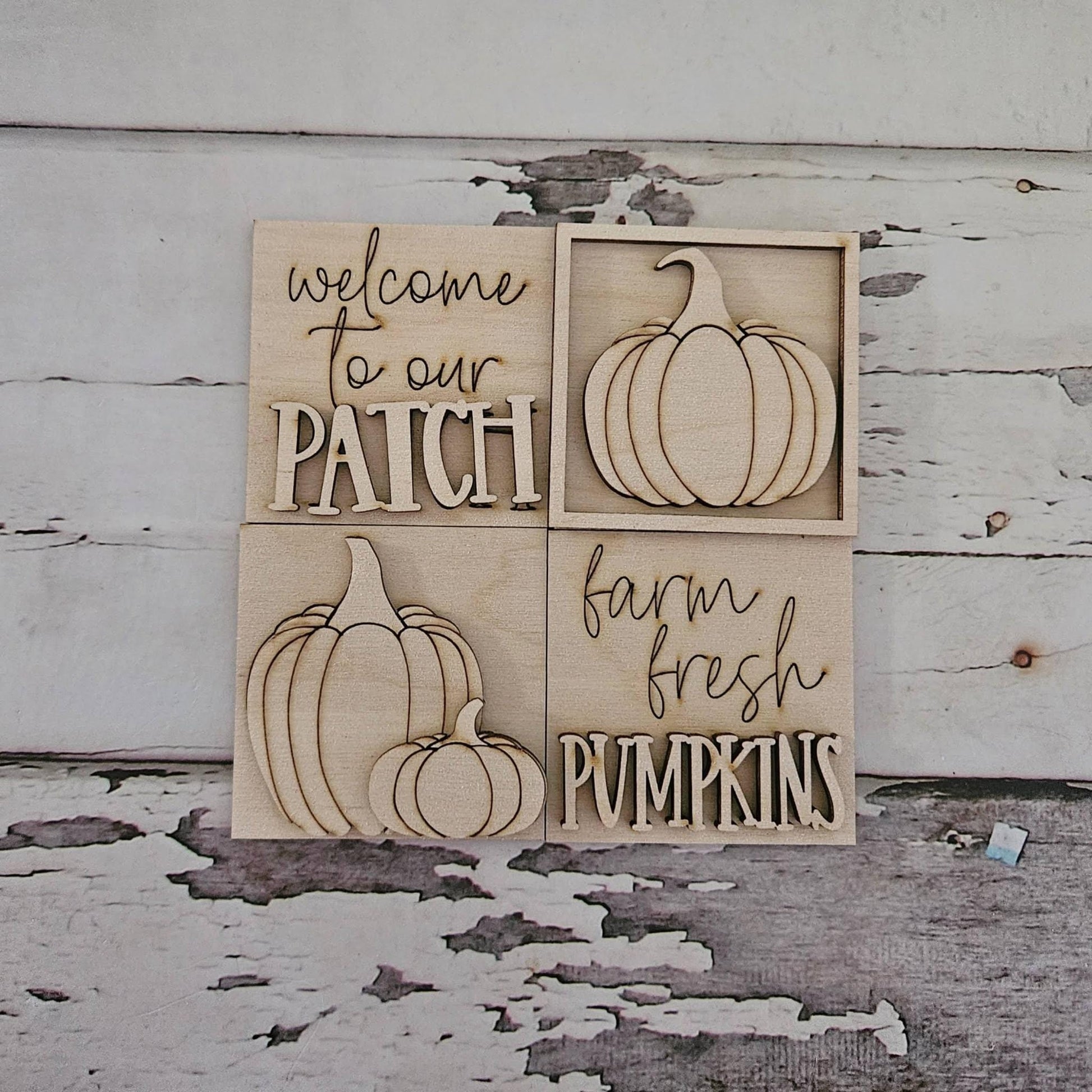 Unfinished Birch Wood Fall Tiered Tray Decor, DIY Kit MINI interchangeable signs
