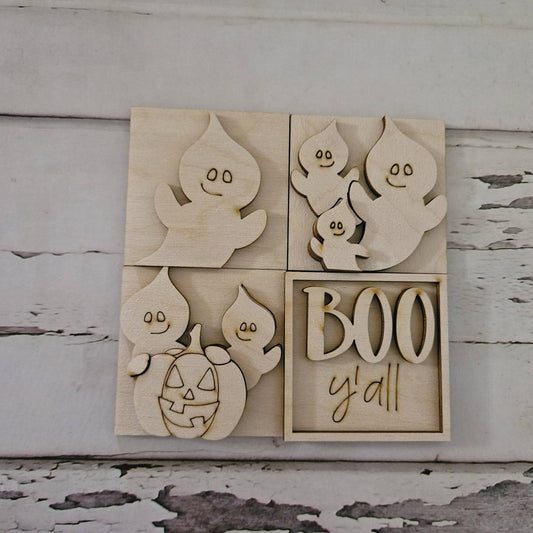 DIY Halloween Tiered Tray Decor Bundle, Unfinished Birch Wood Blanks MINI signs