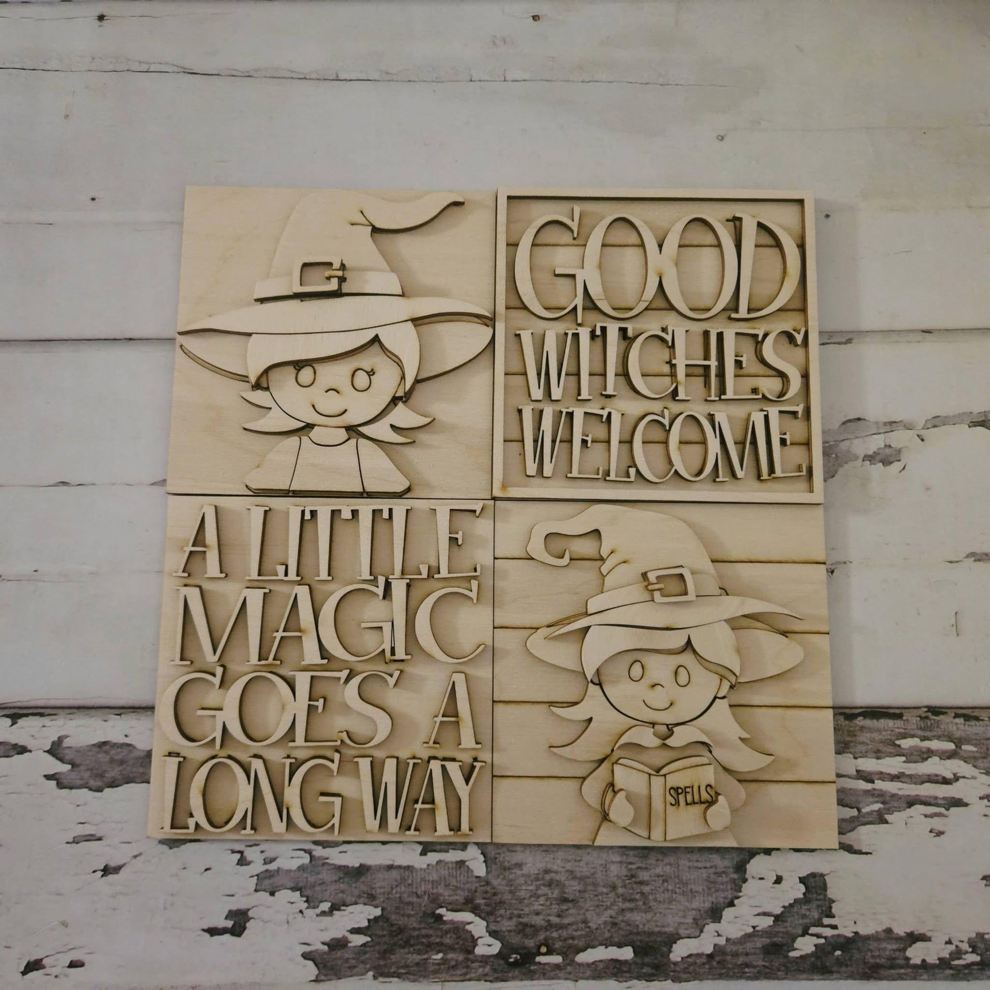 DIY Halloween Tiered Tray Decor Bundle, Unfinished Birch Wood Blanks