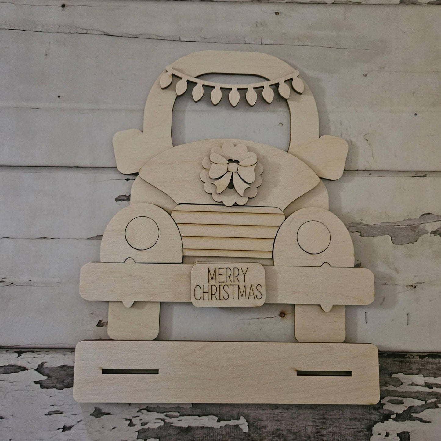 DIY Christmas Shelf Sitter – Unfinished Wood, Tiered Tray Decor