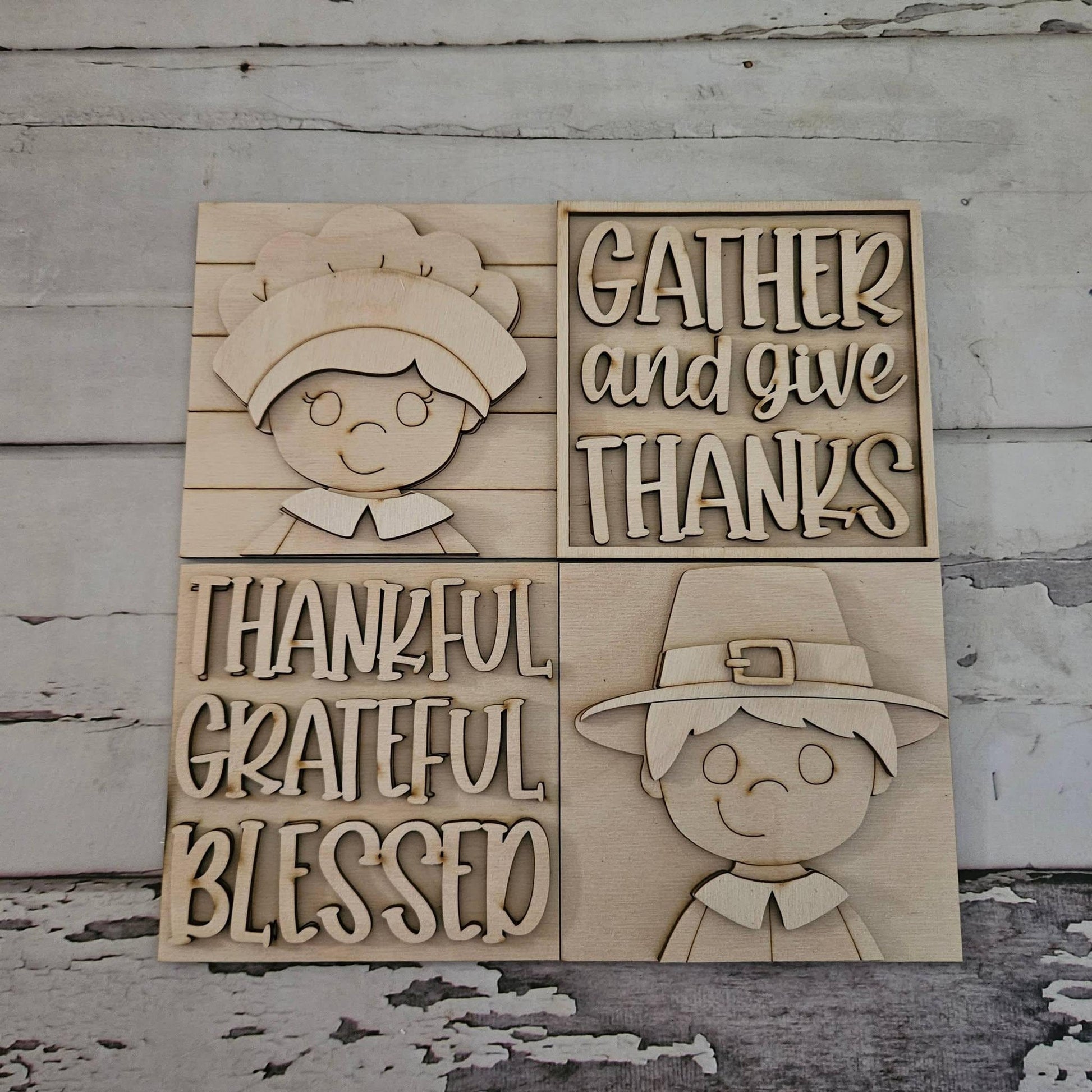 DIY Thanksgiving Tiered Tray Decor, Unfinished Birch Wood Blanks