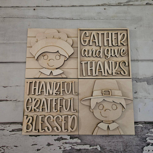DIY Thanksgiving Tiered Tray Decor, Unfinished Birch Wood Blanks
