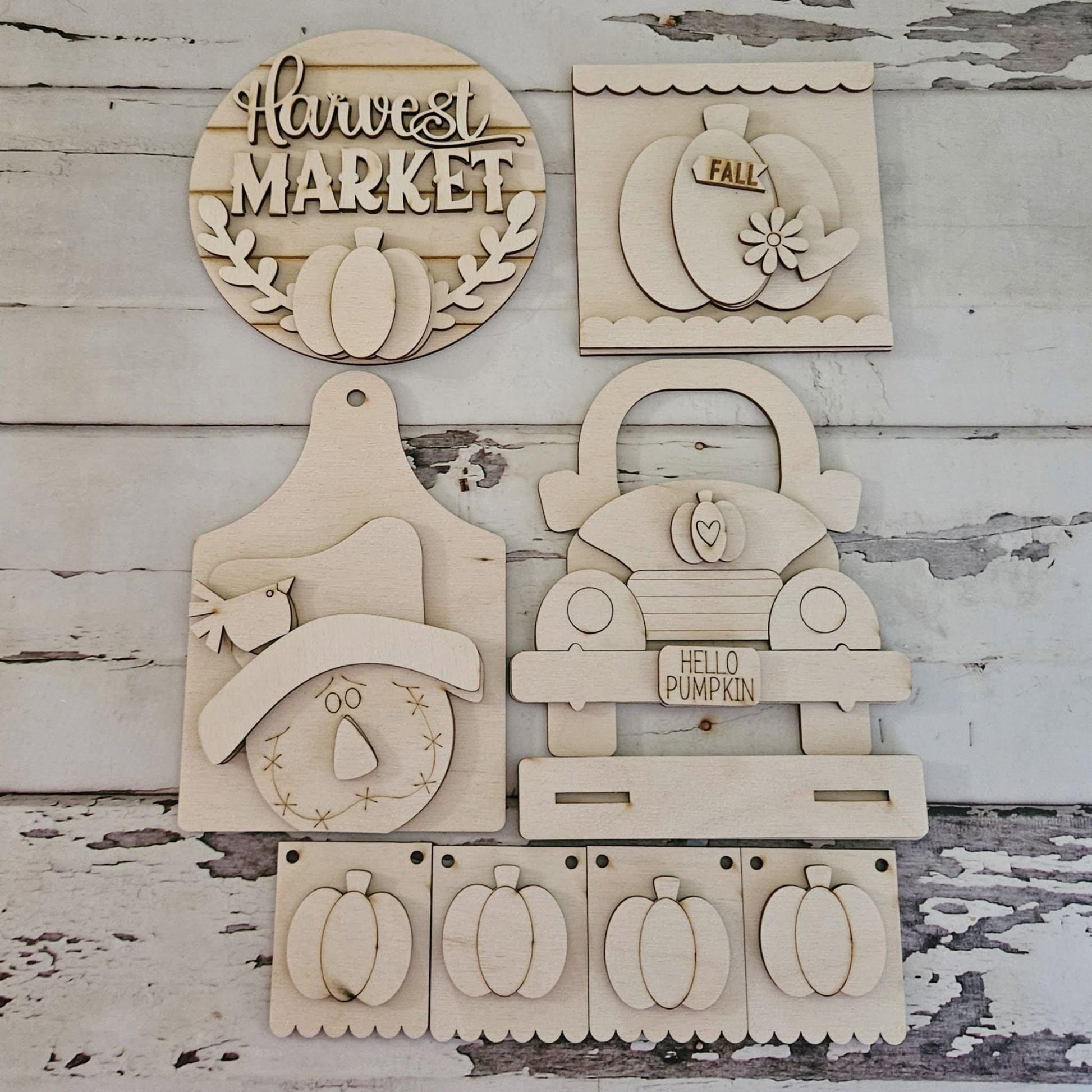 DIY Fall Tiered Tray Decor, Unfinished Wood Blanks, Autumn Decor Kit