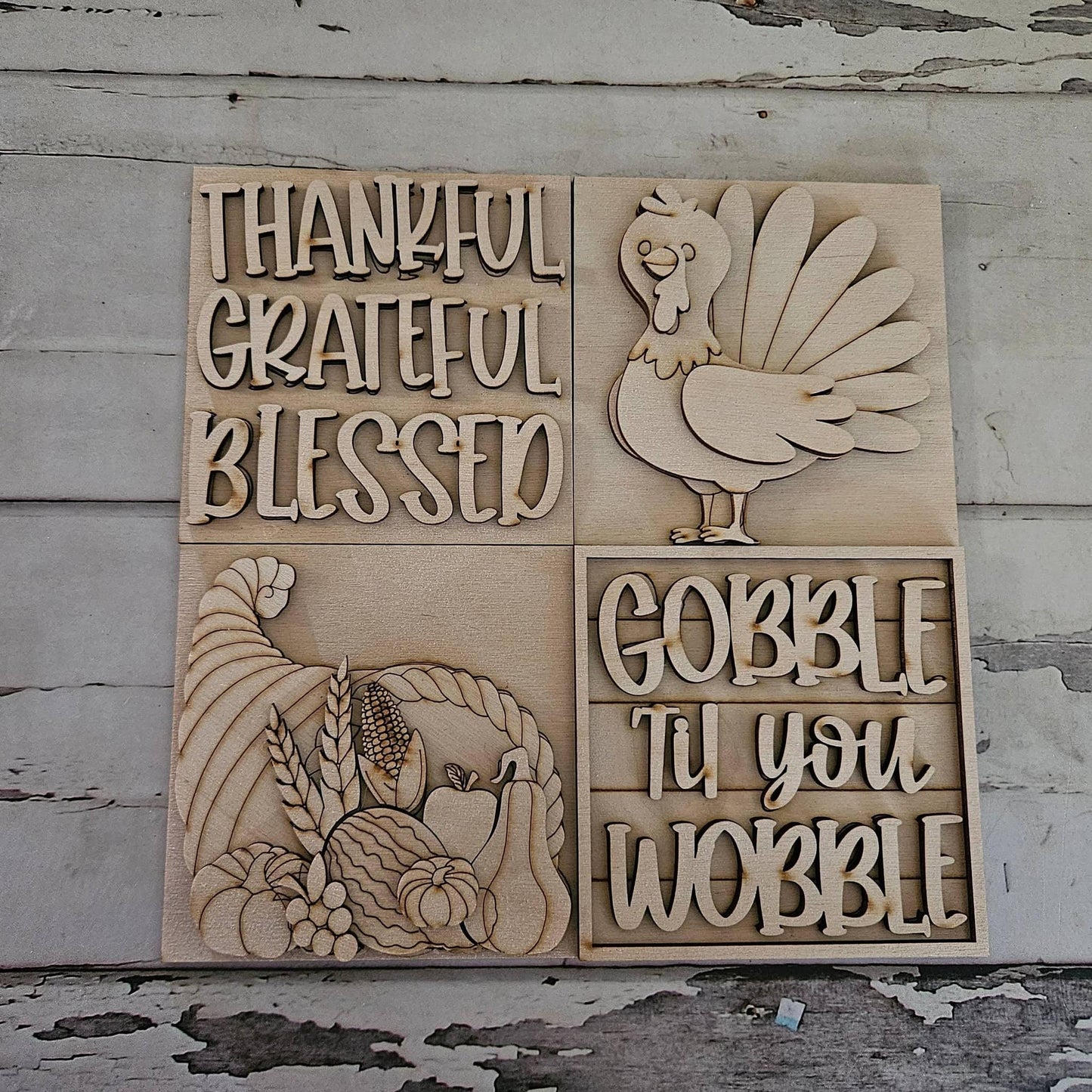 DIY Thanksgiving Tiered Tray Decor, Unfinished Birch Wood Blanks