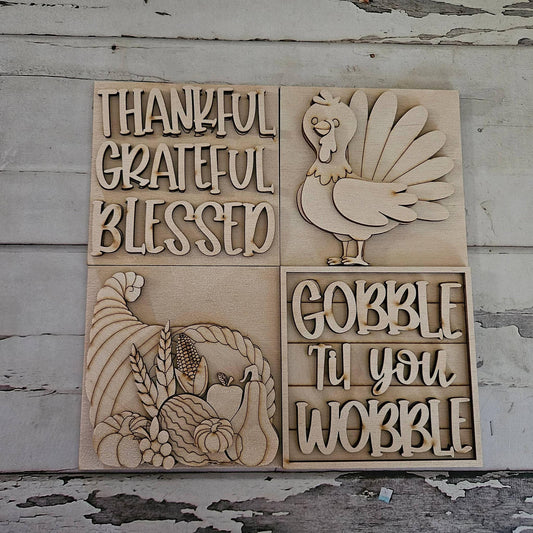 DIY Thanksgiving Tiered Tray Decor, Unfinished Birch Wood Blanks