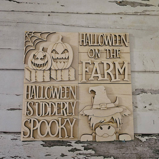 Halloween Tiered Tray Decor Bundle, Unfinished Birch Wood Blanks