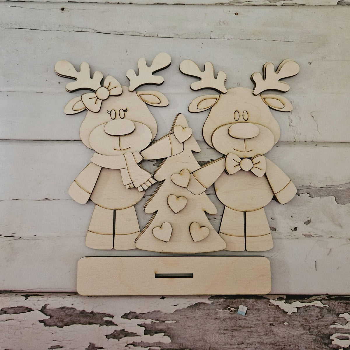 DIY reindeer Shelf Sitter Blank: Unfinished Wood Christmas Decor