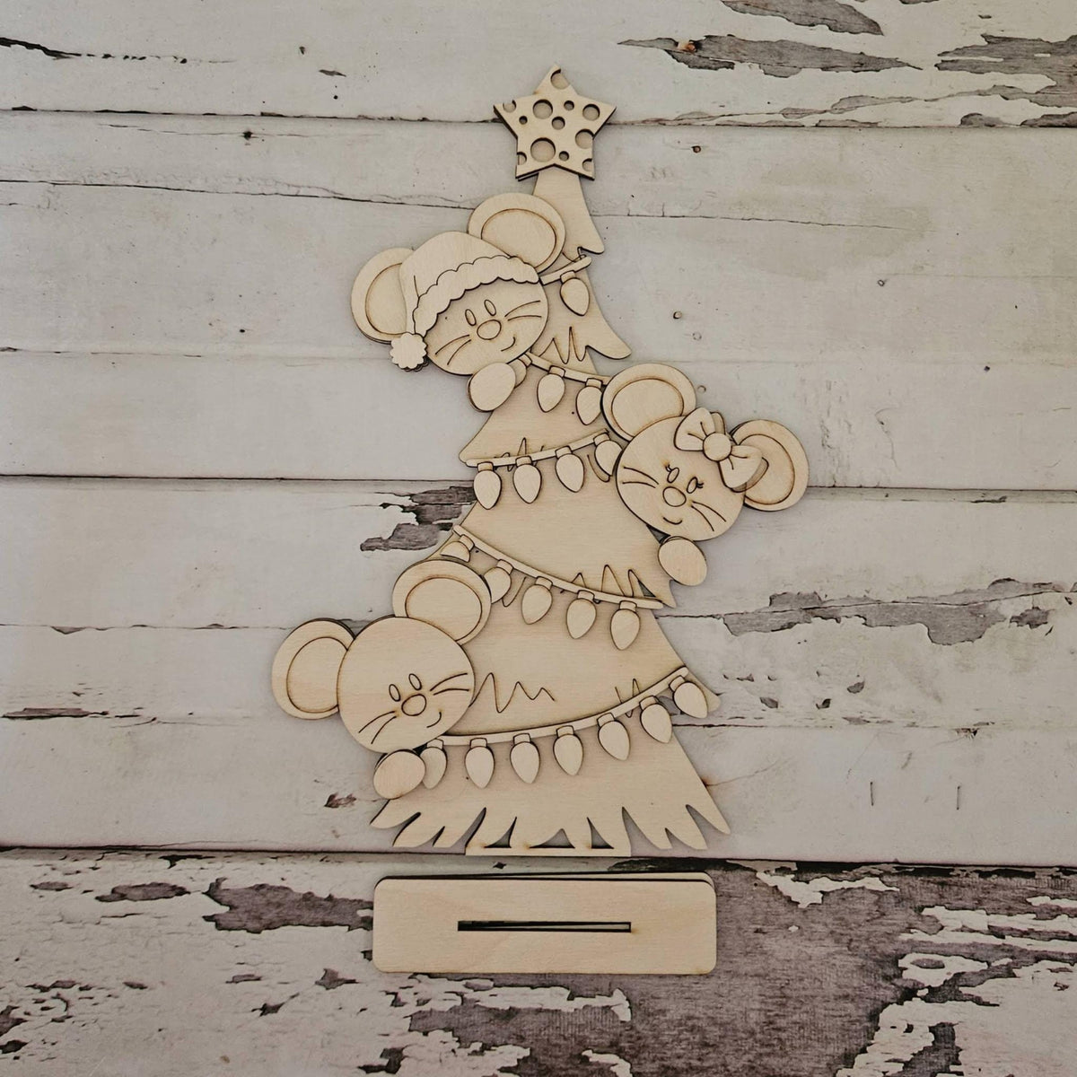 DIY Mouse Shelf Sitter Blank: Unfinished Wood Christmas Decor