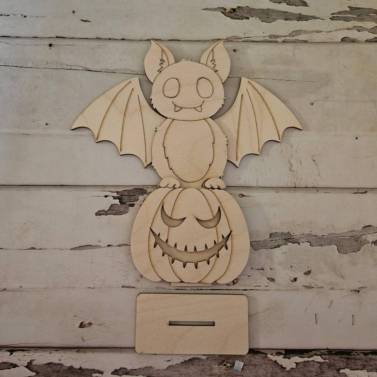 DIY Halloween Pumpkin Shelf Sitter - Unpainted Wood Decor Kit