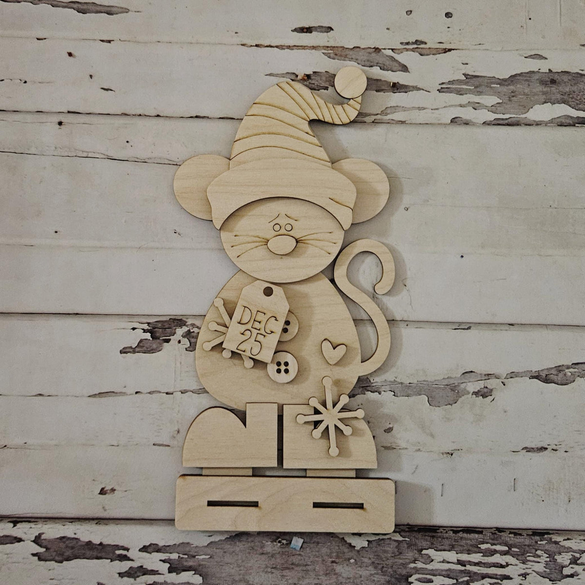 DIY Santa Shelf Sitter Blank: Unfinished Wood Christmas Decor