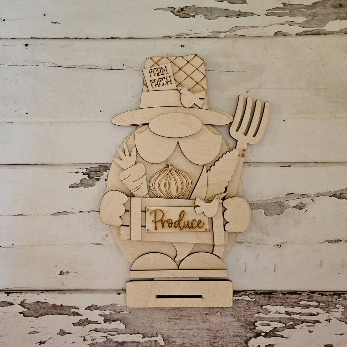 DIY farmer gnome Shelf Sitter Wood Blank, Western Tiered Tray Decor