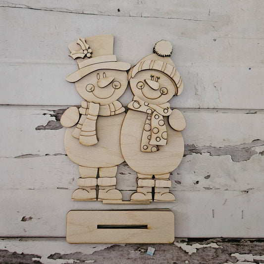 DIY Winter Shelf Sitter Wood Blank - Snowman Tiered Tray Decor
