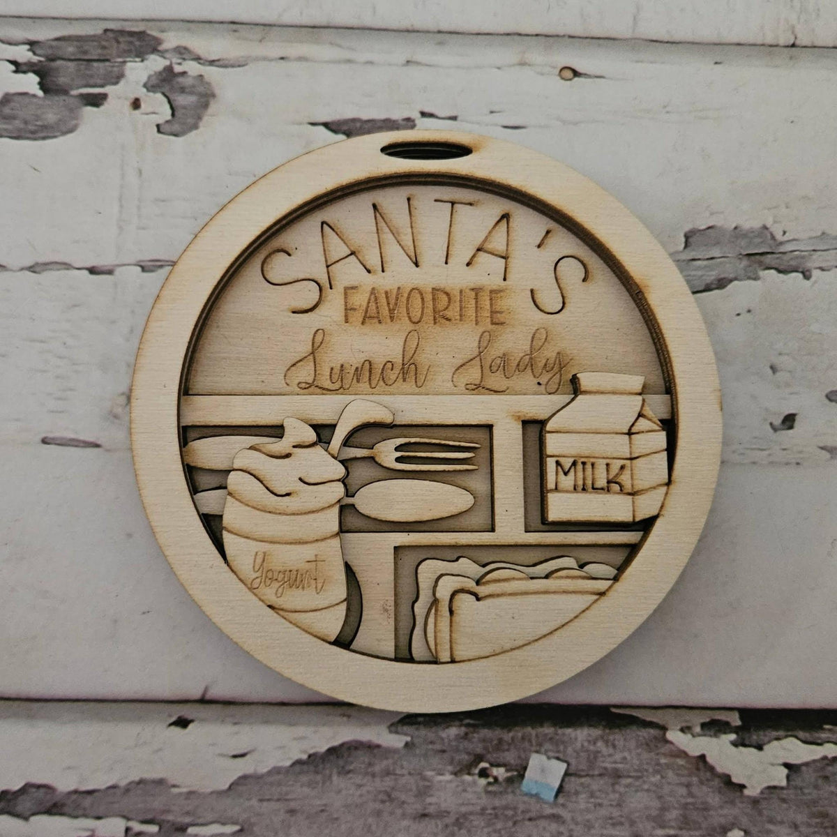 DIY Wooden Christmas Ornament Coloring Kit, Lunch lady Ornament