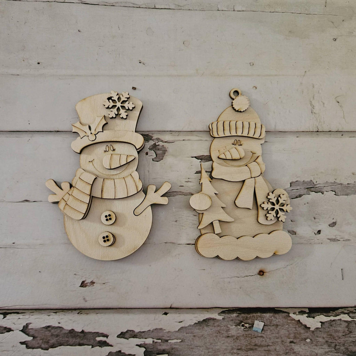DIY Christmas Ornament Coloring Kit, Wooden Snowman Decorations