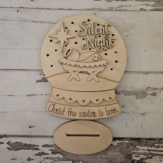 Christmas Wood Blank, DIY Tiered Tray Decor Shelf Sitter Snow Globe,